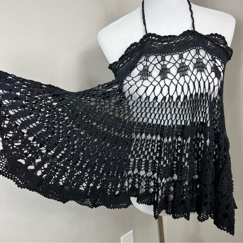 Hand crochet lace knee length skirt Sz M - Picture 4 of 8
